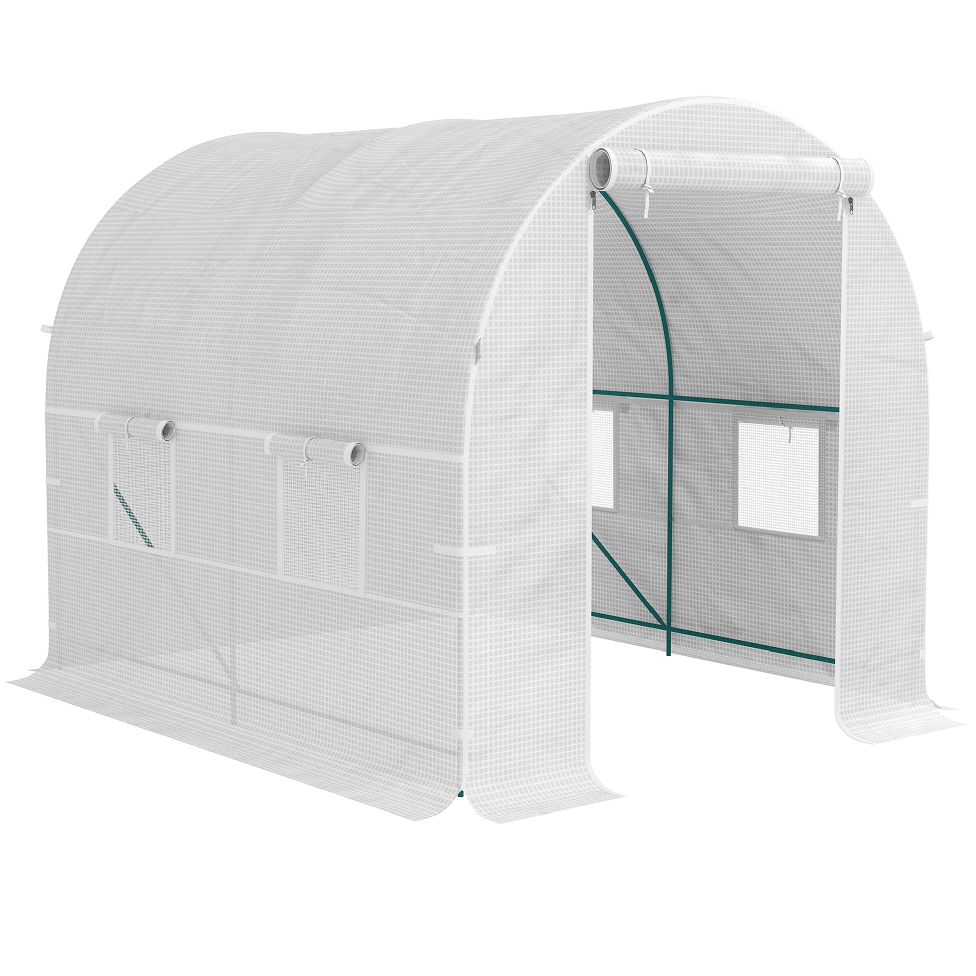 Photo of Outsunny 245 x 200cm Polytunnel Greenhouse - White in White colour on a white background