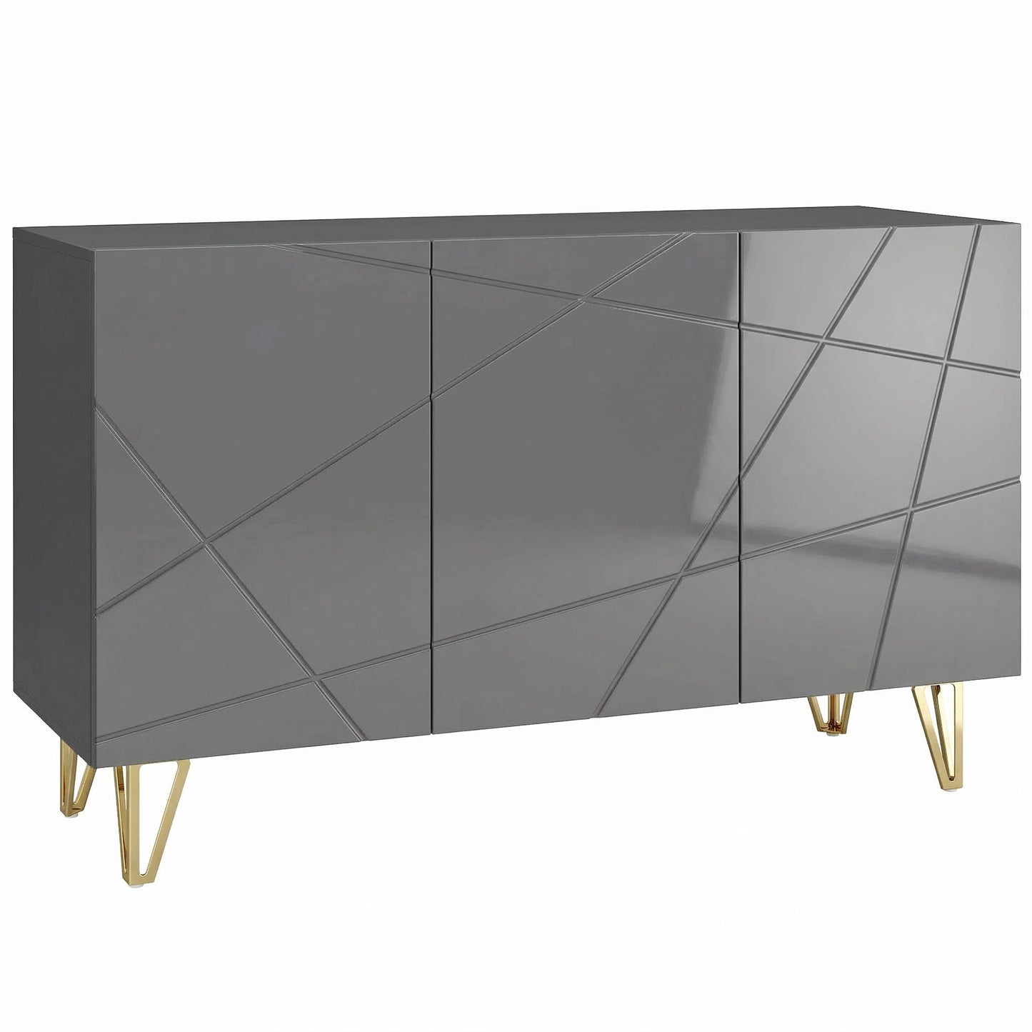 Photo of HOMCOM Modern Luxe High Gloss Sideboard, with Hairpin Legs, Grey in Grey colour on a white background