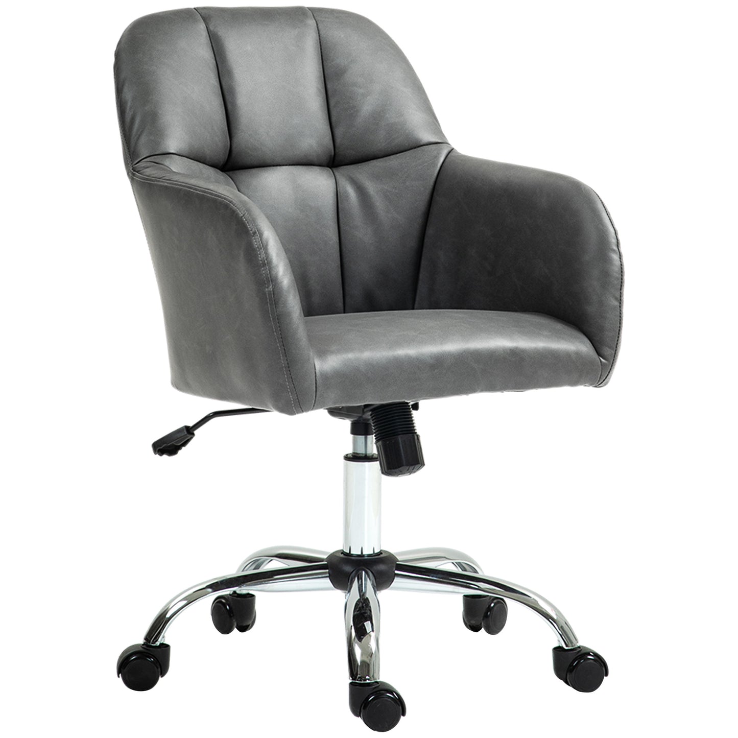 Photo of HOMCOM Faux Leather Tub Office Chair, with Wheels - Grey in Grey colour on a white background