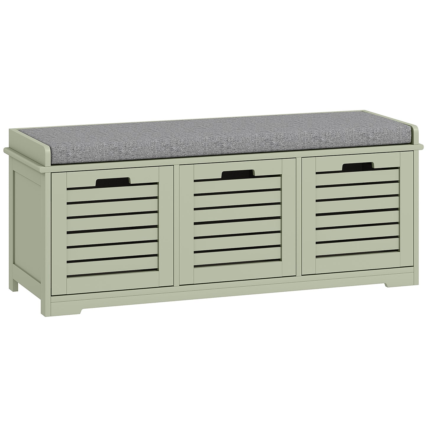 Photo of HOMCOM 3-Drawer Shoe Storage Bench with 160kg Capacity & 3 fully pull-out drawers - Green in Green colour on a white background