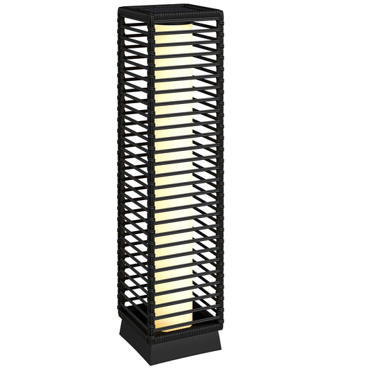 Photo of Outsunny Garden Rattan Lamp, 68 cm Solar Rattan Floor Lamp, Solar Garden Light with Auto On/Off LEDs, IP44 Waterproof, Black in Black colour on a white background