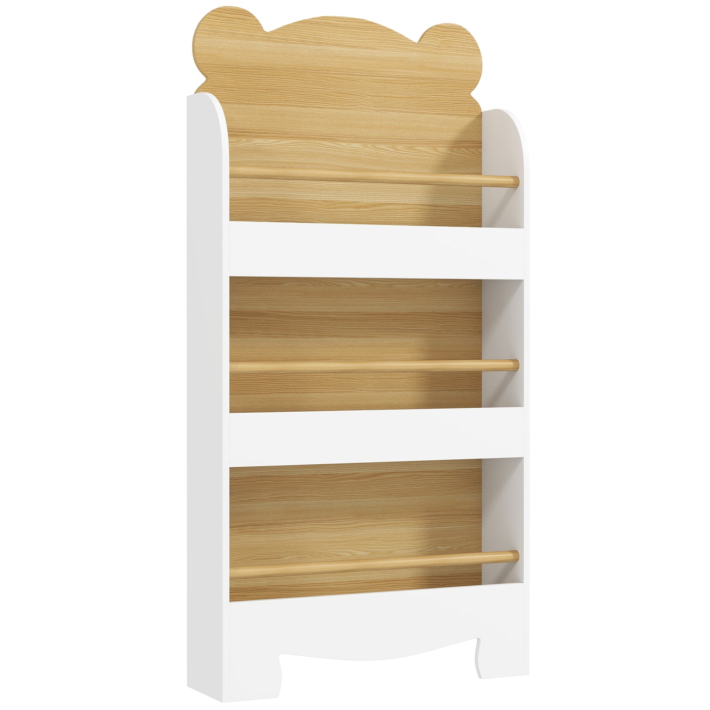 Photo of AIYAPLAY Kids Bookshelf, 3 Tier Children Bookcase, Bear Theme Toddler Space-Saving Bookcase for Living Room, White in White colour on a white background