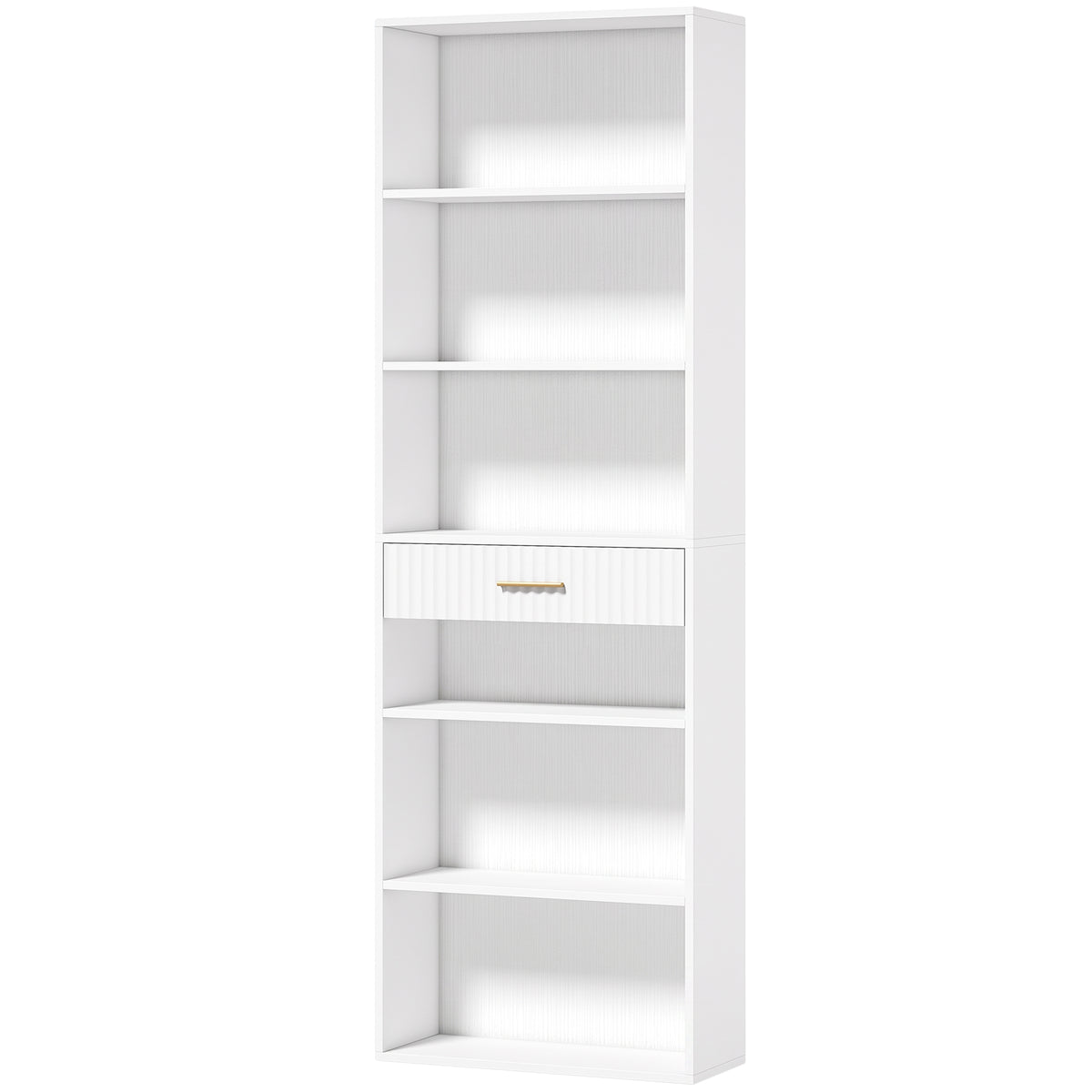 Photo of HOMCOM Bookcase Narrow Tall Space-Saving Bookshelf Drawer Open Shelves 60 x 24 x 182 cm White in White colour on a white background