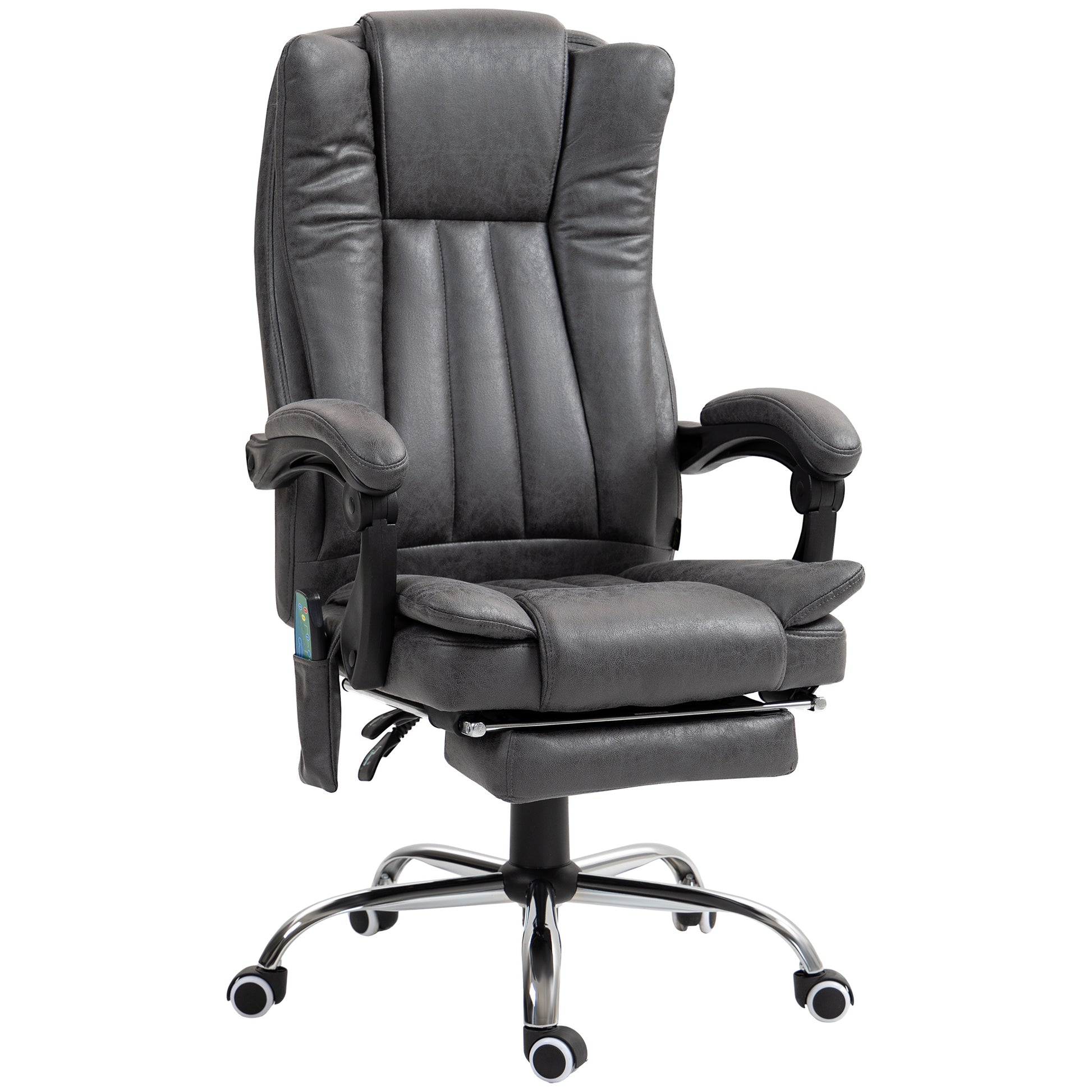 Photo of Vinsetto Six-Point Massage Chair, with Heat and Footrest - Dark Grey in Grey colour on a white background