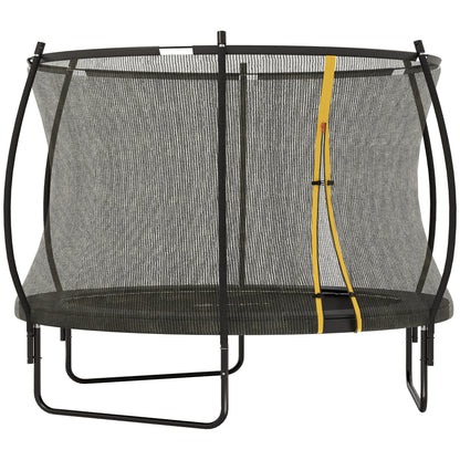 SPORTNOW 8-foot trampoline with black enclosure net, spring cover, and yellow zippered entry