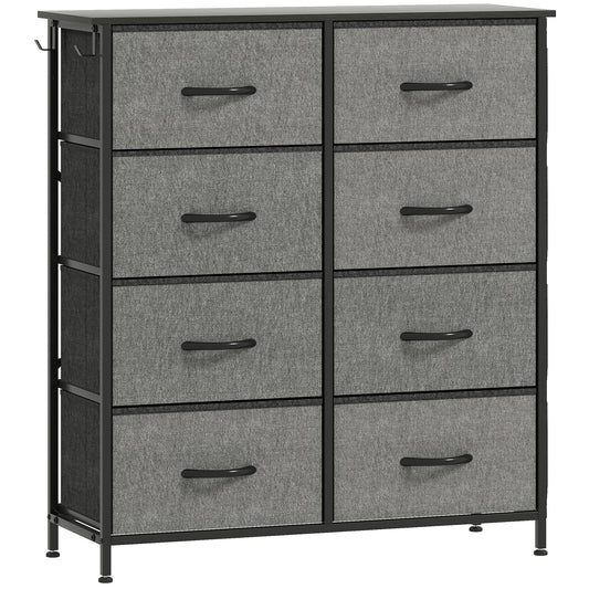 Photo of HOMCOM Chest of Eight Fabric Drawers - Charcoal Grey in Grey colour on a white background