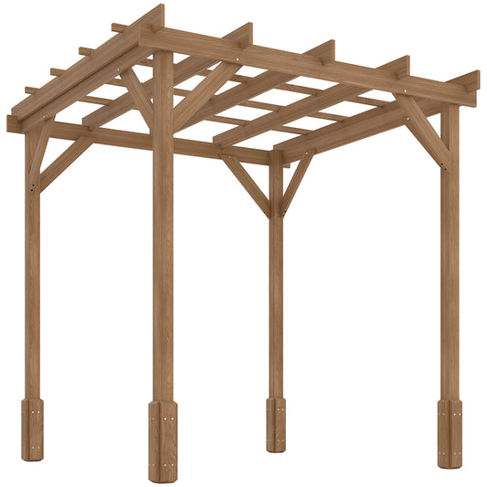 Photo of Outsunny 2 x 2 m Wooden Pergola Kit, Decorative Garden Gazebo Shelter with Stable Structure for Climbing Vines, Flowers, Dark Brown in Brown colour on a white background