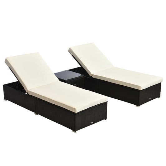 Photo of Outsunny 2-Seater Rattan Lounger Set-Deep Coffee/Cream White in White colour on a white background