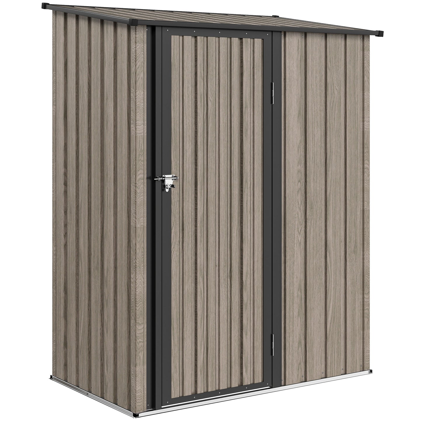 Photo of Outsunny 5ft x 3ft Metal Garden Storage Shed, Outdoor Tool Shed with Sloped Roof, Lockable Door for Tools, Equipment, Light Grey in Grey colour on a white background