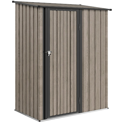 Outsunny metal garden shed with ribbed panels, sloped roof and lockable front door