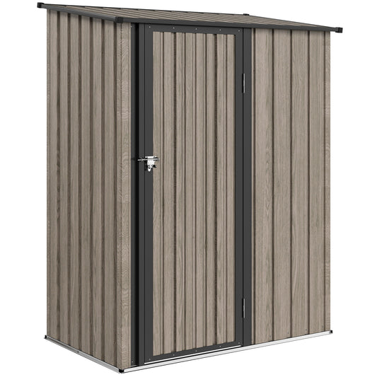Photo of Outsunny 5ft x 3ft Metal Garden Storage Shed, Outdoor Tool Shed with Sloped Roof, Lockable Door for Tools, Equipment, Light Grey in Grey colour on a white background