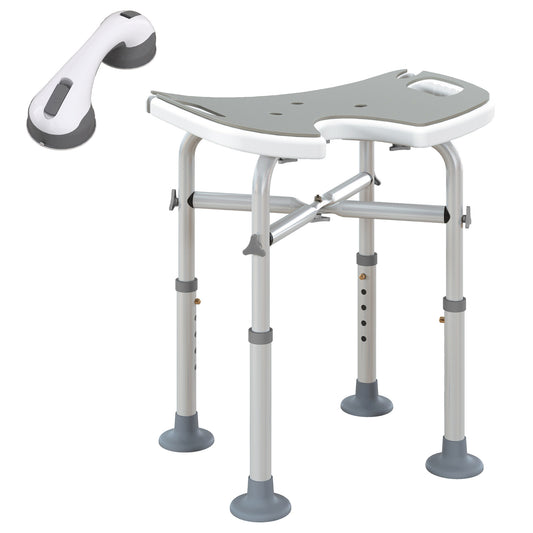 Photo of HOMCOM 39-51.5cm 'U' Seat Padded Shower Stool - Grey in Grey colour on a white background