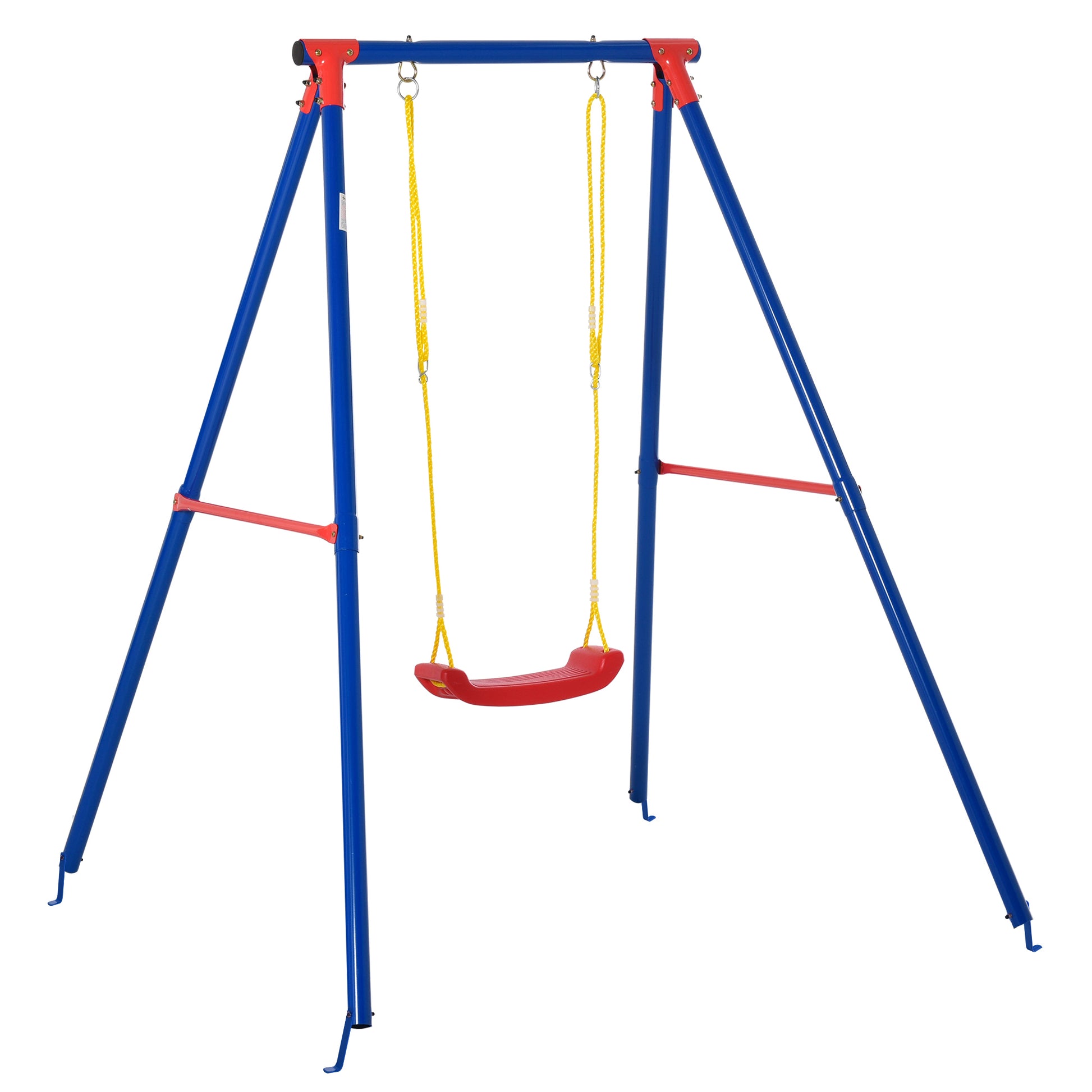 Photo of Outsunny Kids Swing Set Toddler Swing Adjustable Rope Heavy Duty A-Frame Stand Outdoor Playset for 3-8 Years Old Blue in Blue colour on a white background