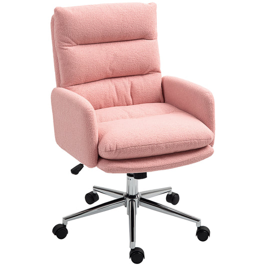 Photo of HOMCOM 91-99cm Sherpa Fleece Office Chair - Pink in Pink colour on a white background