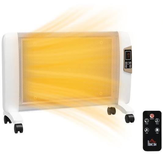Photo of HOMCOM Mica Electric Space Heater, Portable Heater for Home with 2 Heat Settings, Living Room, Study, Garage, Adjustable Temperature 18-30°C, 1000W/2000W, White in White colour on a white background