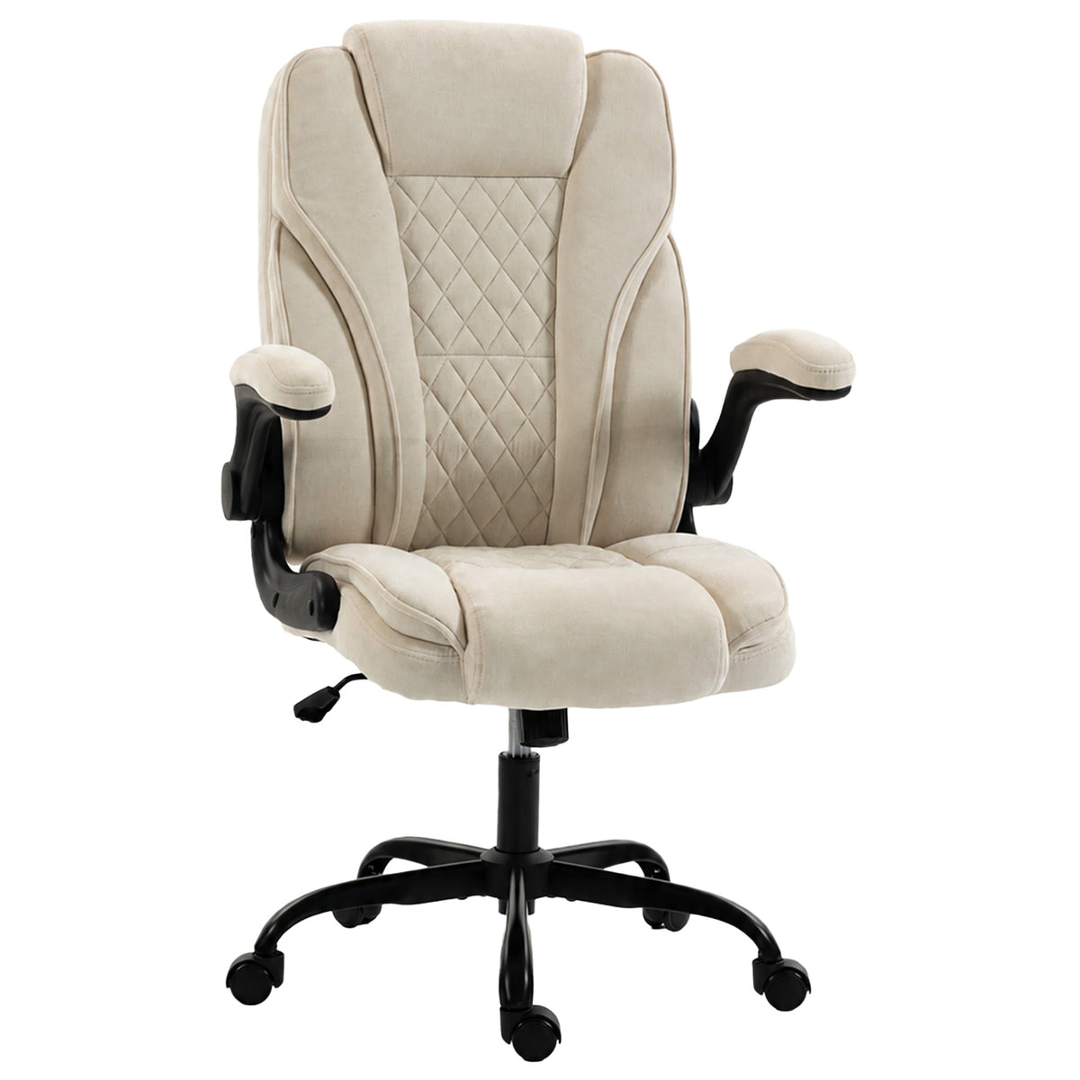 Photo of HOMCOM Office Chair, Ergonomic Desk Chair with Flip-up Armrest, Pocket Springs, Swivel Wheels, Adjustable Height, Beige in Beige colour on a white background