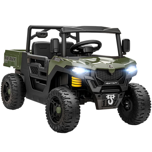 Photo of AIYAPLAY Kids Ride on Car, 12V Electric Kids UTV with Electric Dump Bed, 4-Wheel Suspension for 3-8 Years, Green in Green colour on a white background