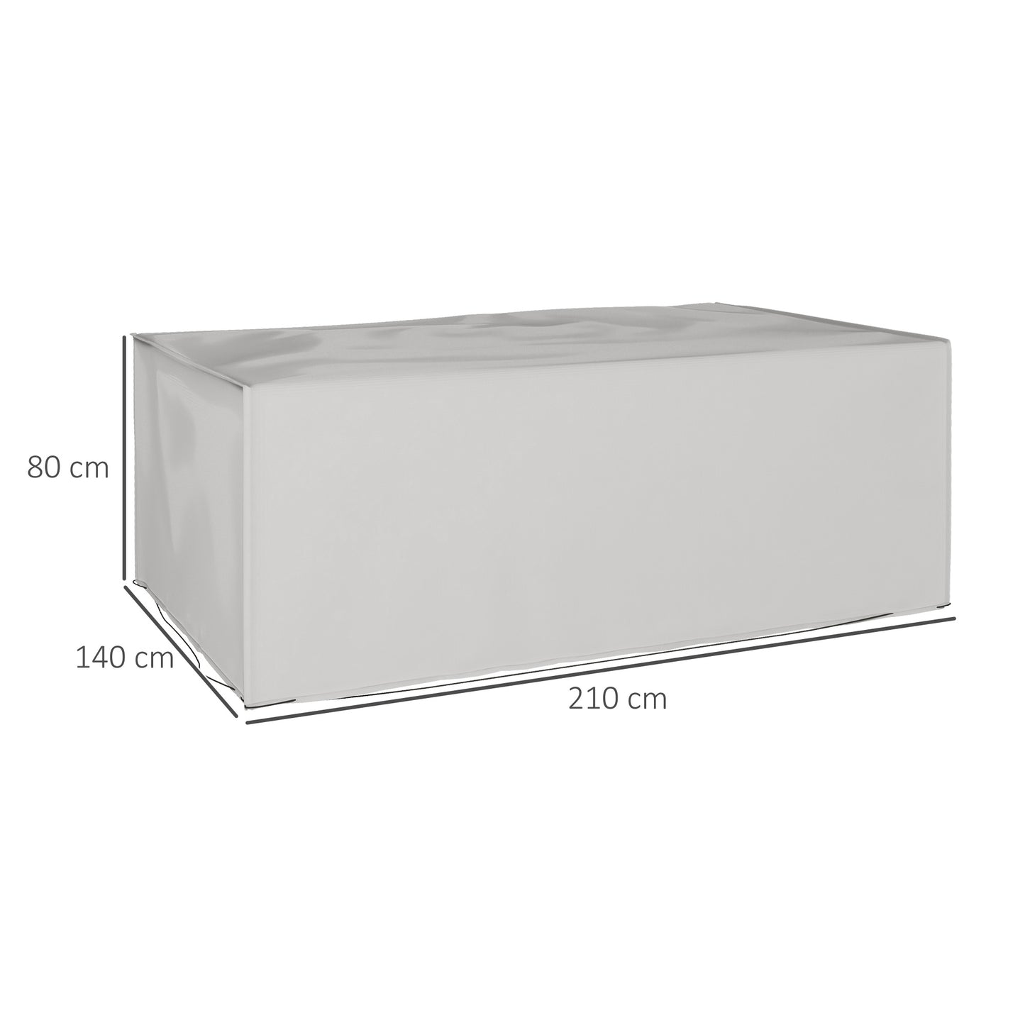Outsunny Outdoor Garden Furniture Cover Waterproof, Anti-UV 600D Heavy Duty Oxford Fabric Patio Furniture Cover for Rectangular Sofa Table Set, Grey, 210 x 140 x 80 cm