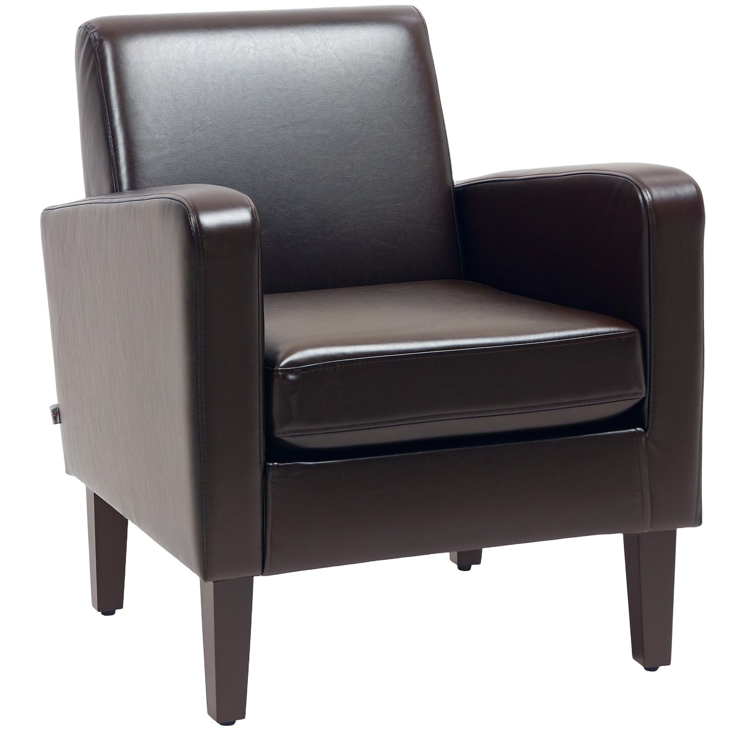 Photo of HOMCOM Faux Leather Simple Armchair - Brown in Brown colour on a white background