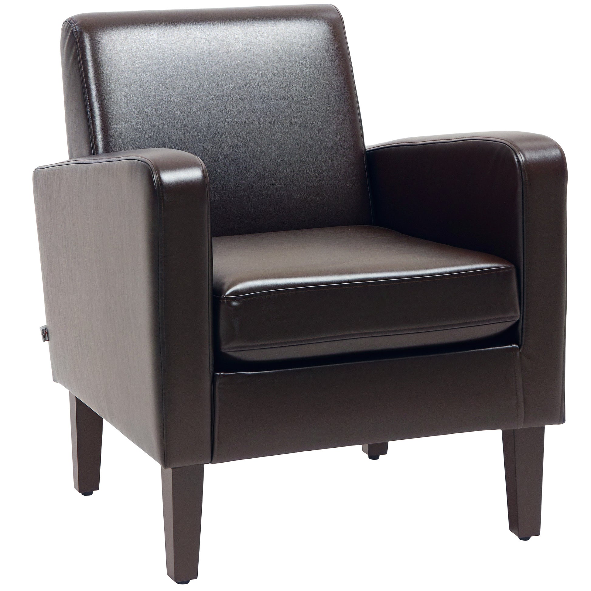 Photo of HOMCOM Faux Leather Simple Armchair - Brown in Brown colour on a white background