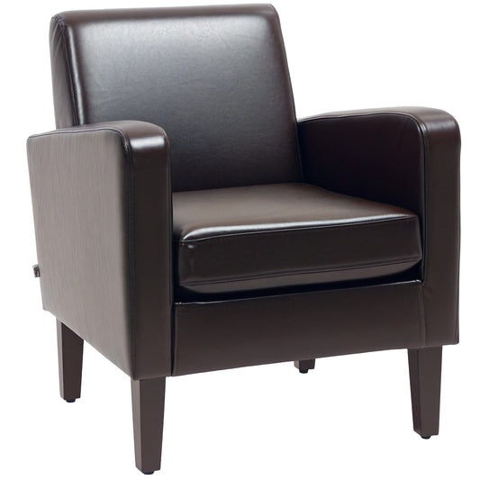 Photo of HOMCOM Faux Leather Simple Armchair - Brown in Brown colour on a white background
