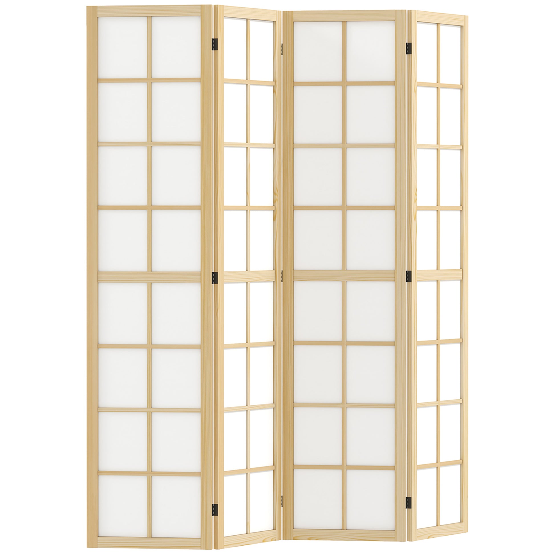 Photo of HOMCOM 4 Panel Folding Room Divider, Freestanding Room Separator, Indoor Privacy Screen for Living Room, Bedroom, 160 x 170cm in 170cm colour on a white background