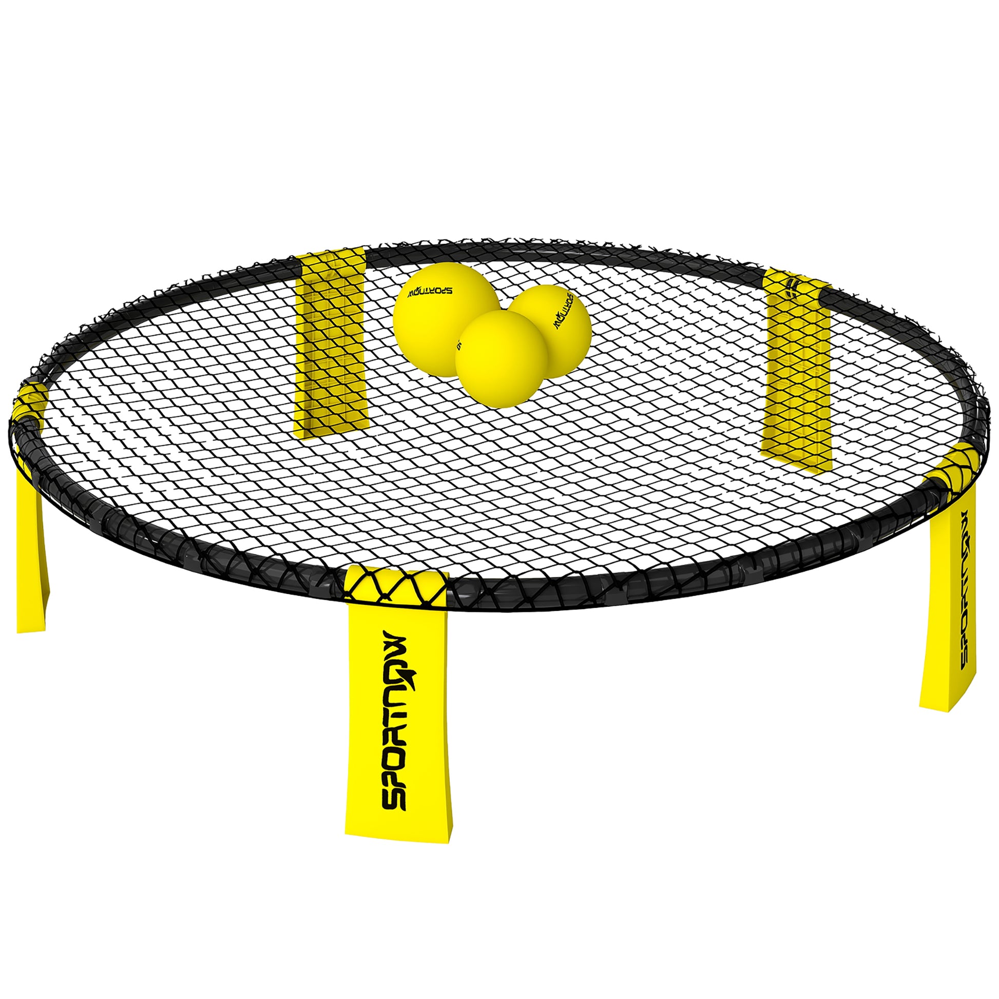 Photo of SPORTNOW Spike Game Set, Mini Beach Games Set with Net, 3 Balls and Ball Pump, Portable with Carrying Bag for Outdoor Team Sports, Yellow in Yellow colour on a white background