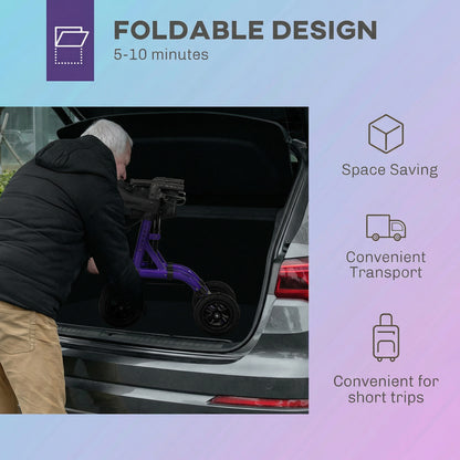 HOMCOM purple rollator folded for transport in a car trunk