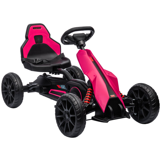 Photo of HOMCOM Kids Pedal Go Kart, with Adjustable Seat, EVA Wheels, Seat, Handbrake - Pink in Pink colour on a white background