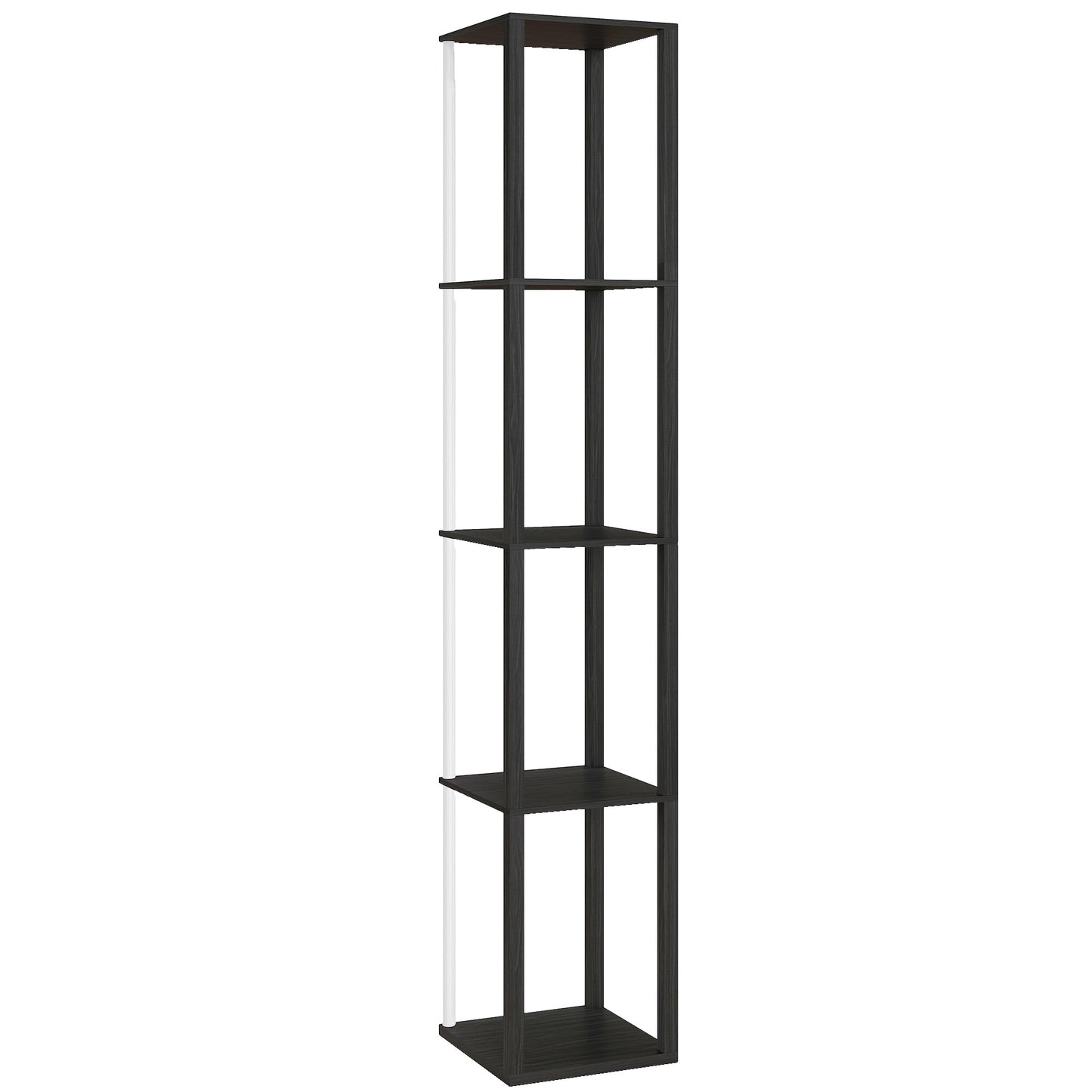 Photo of HOMCOM RGB LED Floor Lamp with Shelves, Modern Dimmable Standing Lamp with Remote Control, Adjustable Brightness & Speed for Living Room, Bedroom, Office, Black in Black colour on a white background
