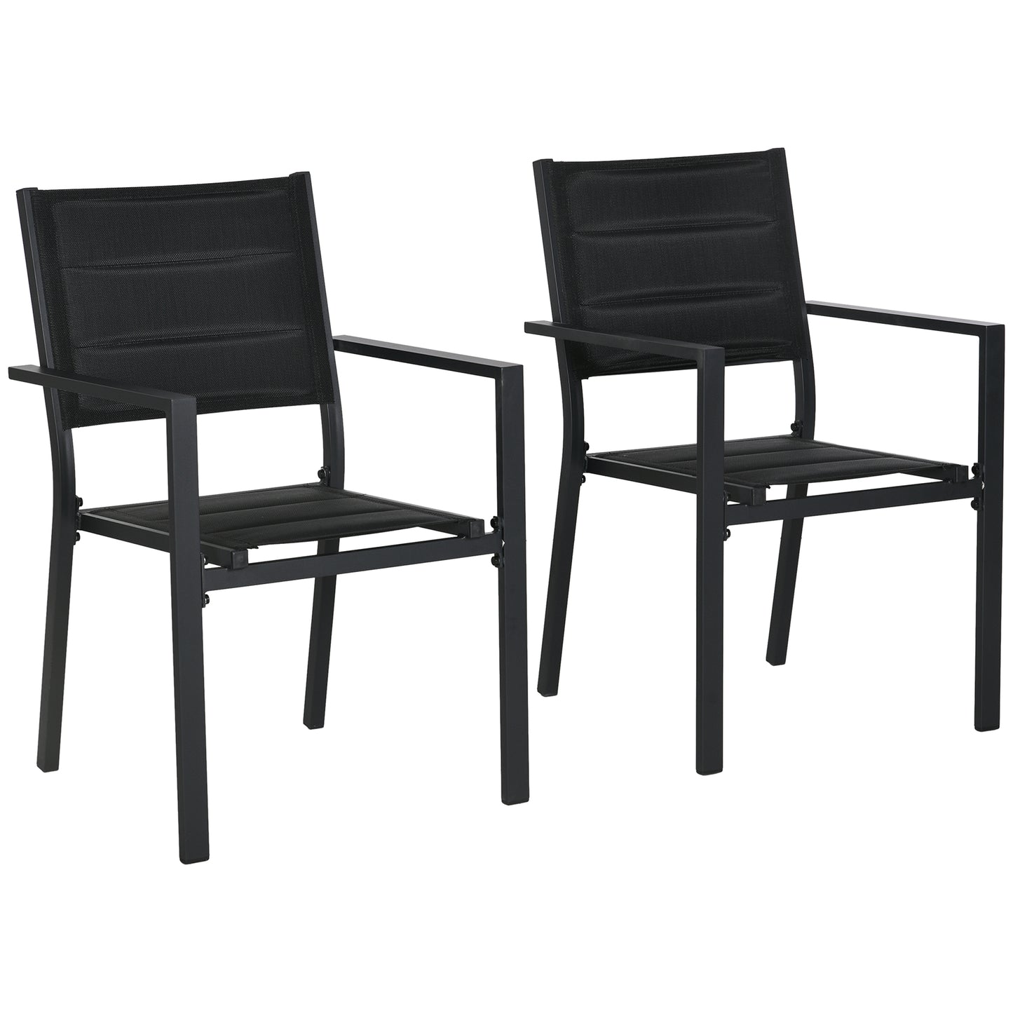 Photo of Outsunny Set of Two Aluminium Stacking Garden Chairs - Black in Black colour on a white background