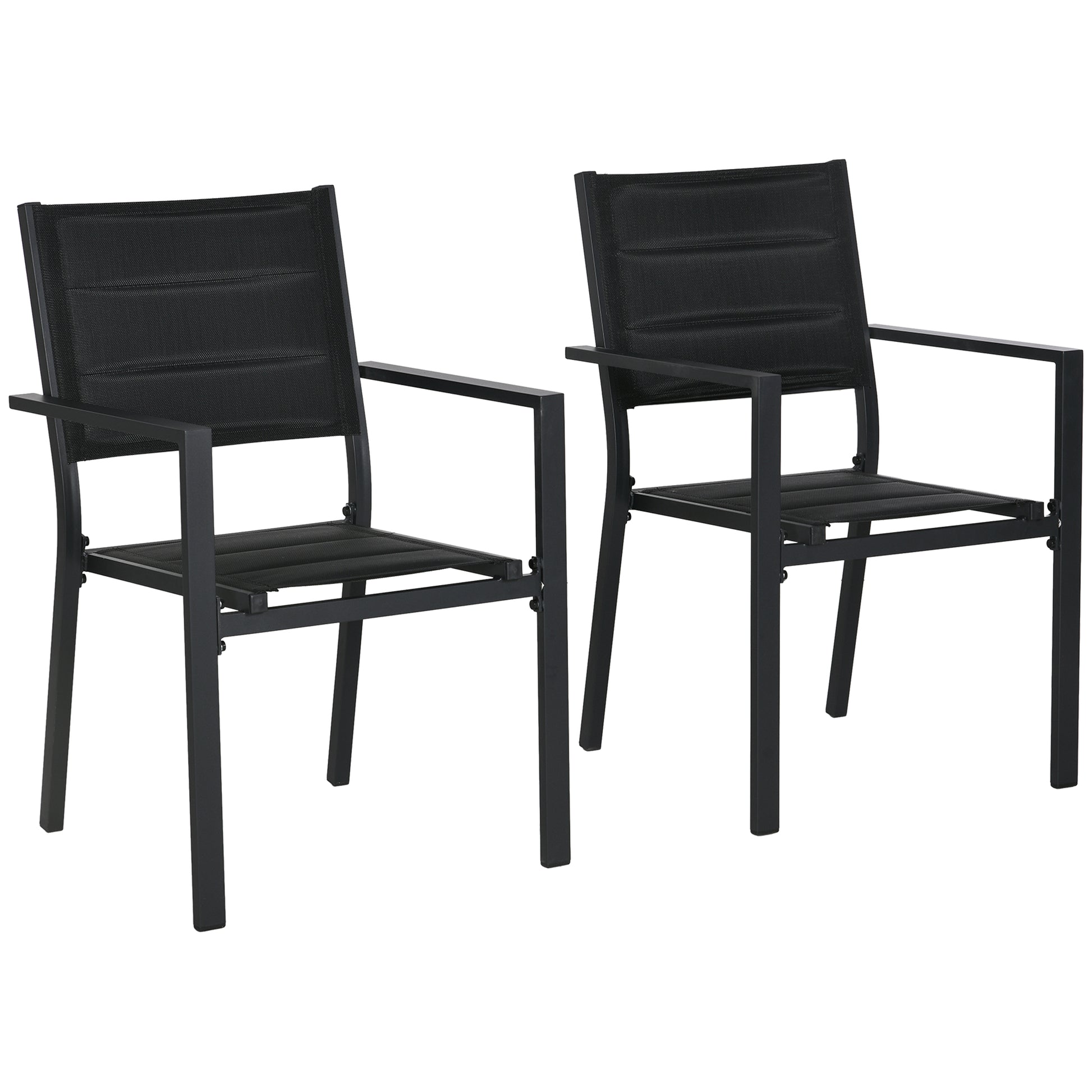 Photo of Outsunny Set of Two Aluminium Stacking Garden Chairs - Black in Black colour on a white background