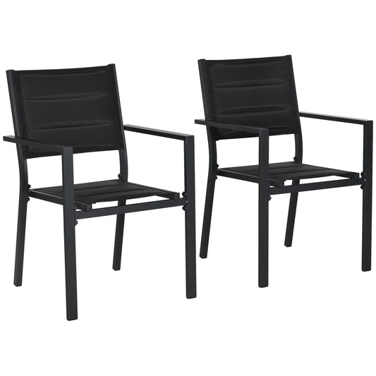 Photo of Outsunny Set of Two Aluminium Stacking Garden Chairs - Black in Black colour on a white background