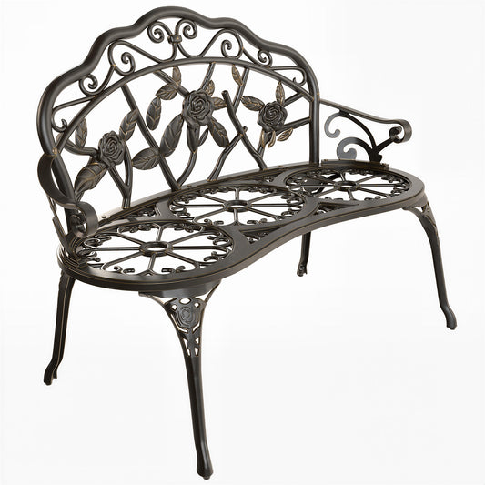 Photo of Outsunny Cast Aluminium Garden Bench - Bronze Tone in Tone colour on a white background