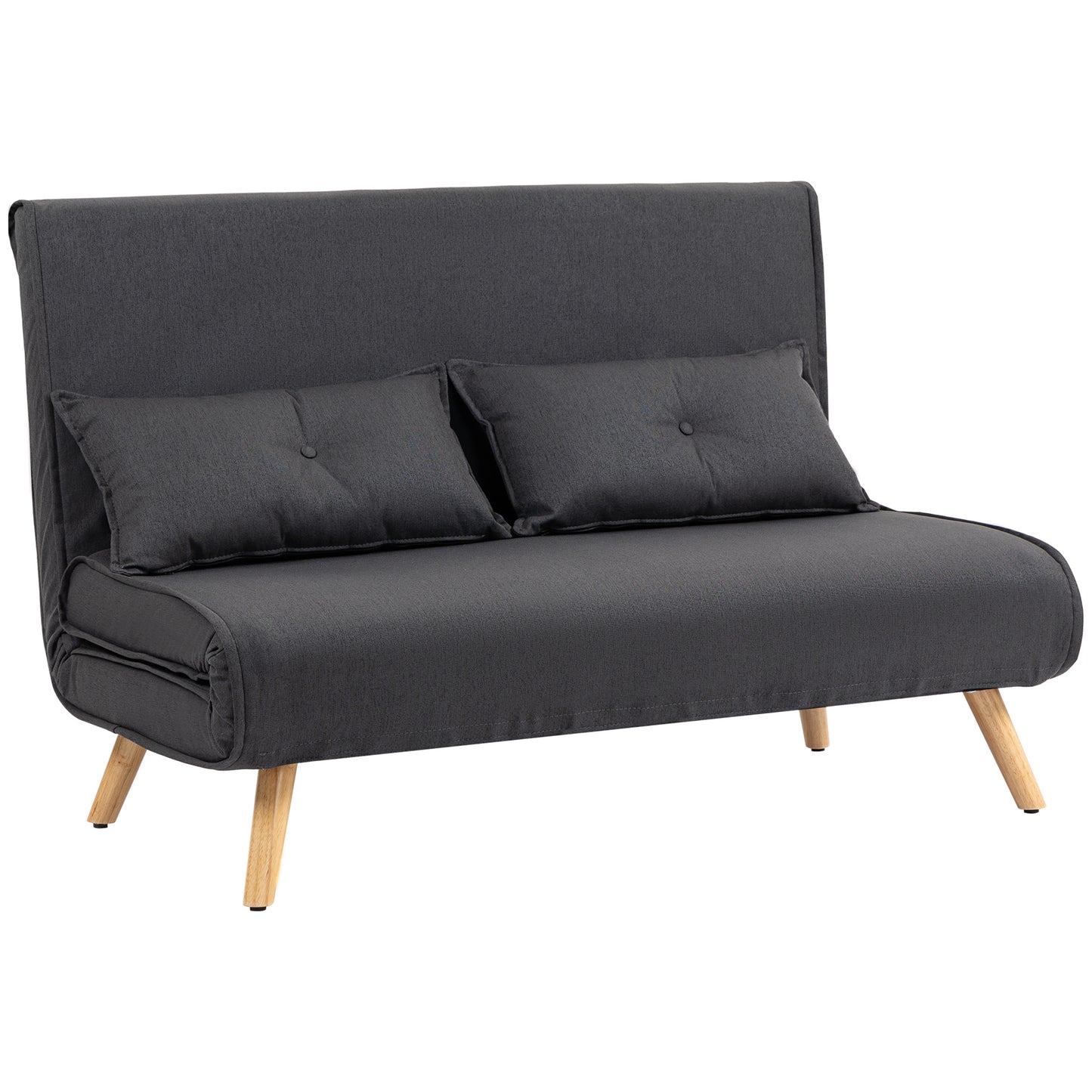 Photo of HOMCOM Two-Seater Linen-Look Sofa Bed - Charcoal Grey in Grey colour on a white background