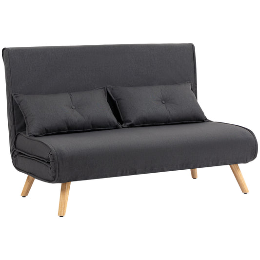 Photo of HOMCOM Two-Seater Linen-Look Sofa Bed - Charcoal Grey in Grey colour on a white background