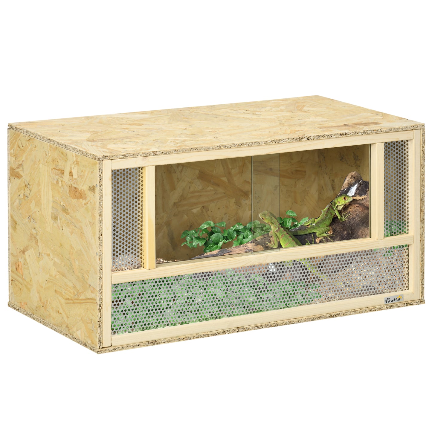 Photo of PawHut Reptile Terrarium Vivarium Habitat w/ Transparent Sliding Doors, Breathable Mesh, for Lizards, Horned Frogs, Snakes and Chameleons, 80 x 40 x 40 cm in cm colour on a white background