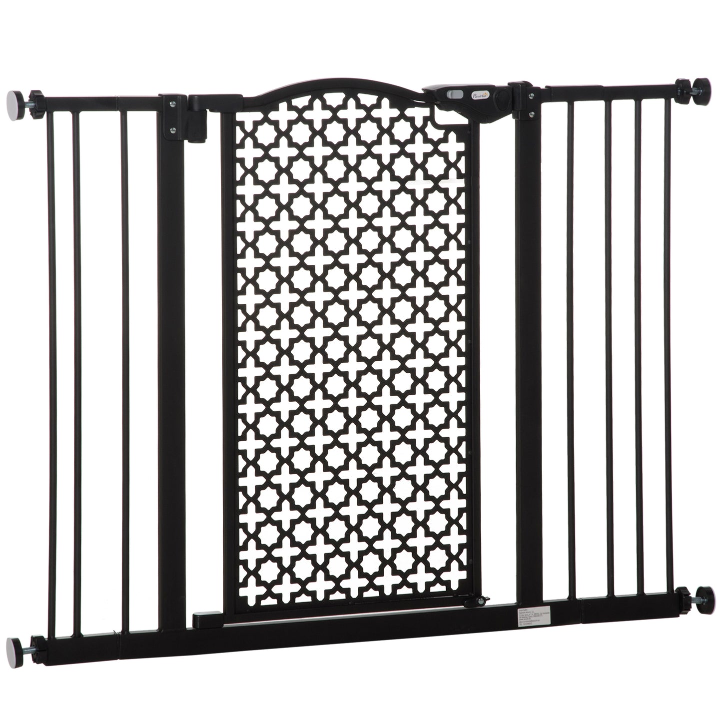 Photo of PawHut 74-105cm Pet Safety Gate Stair Barrier, with Auto Close, Double Locking - Black in Black colour on a white background