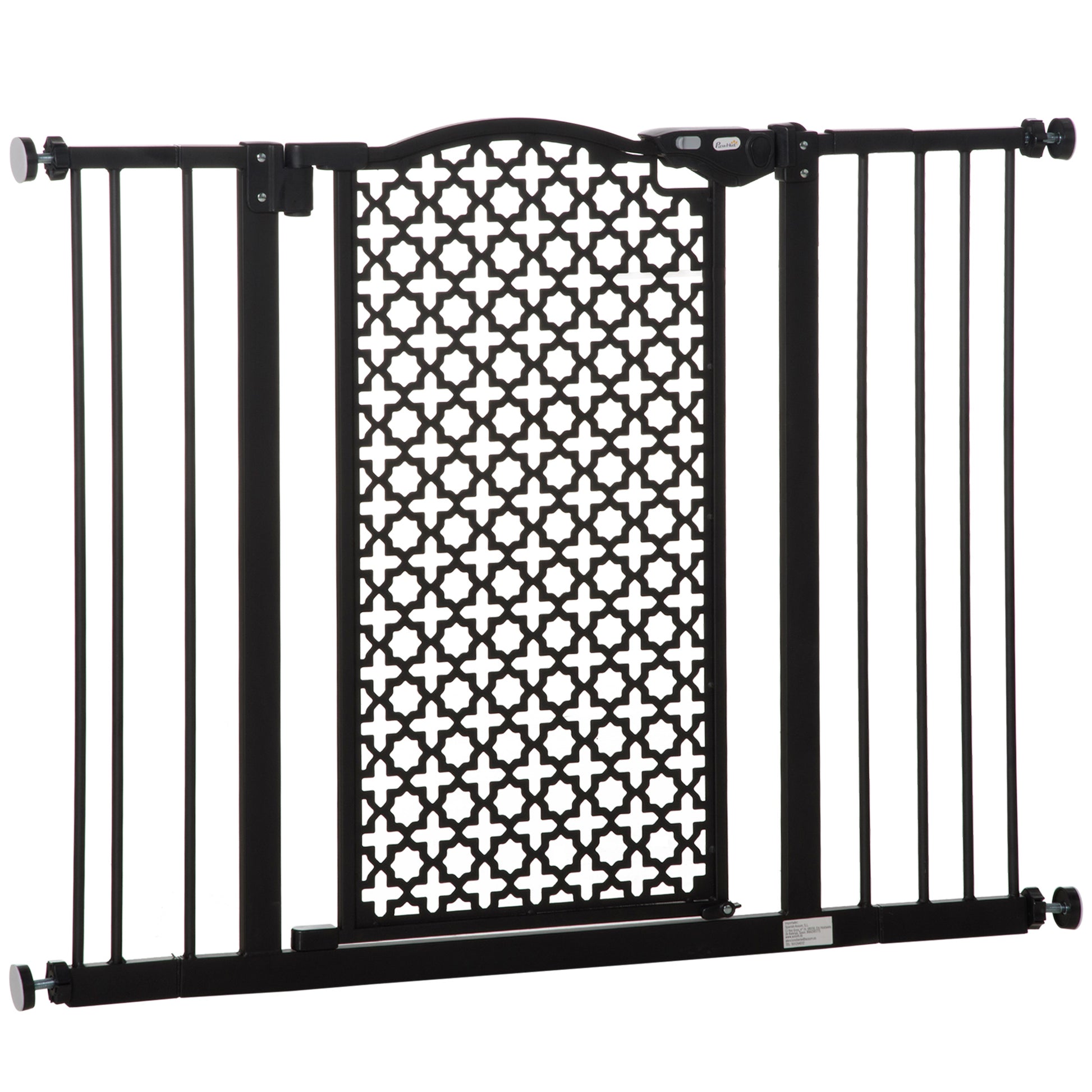 Photo of PawHut 74-105cm Pet Safety Gate Stair Barrier, with Auto Close, Double Locking - Black in Black colour on a white background