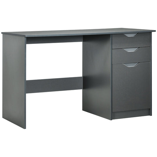 Photo of HOMCOM Computer Desk with Drawers, High Gloss Home Office Desk with Storage Cabinet, Study Workstation, 120 x 60cm, Grey in Grey colour on a white background