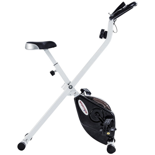 Photo of SPORTNOW Folding and Quiet Exercise Bike with 8-Level Magnetic Resistance and Heart Rate Sensor, for Home Gym, Black and White in White colour on a white background