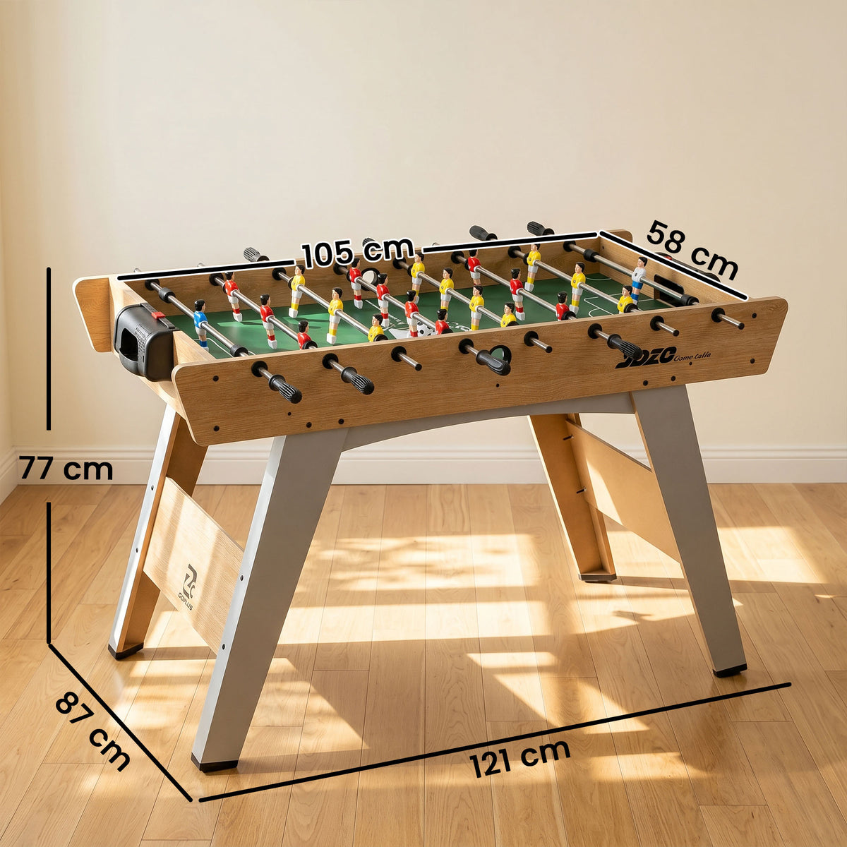 SPORTNOW 4ft Table Football, Foosball Game Table with 22 Players, 2 Balls and Manual Scorers for Family, Natural Wood Finish