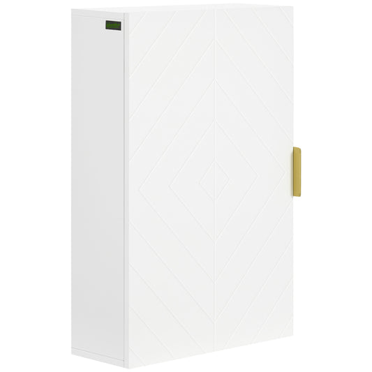 Photo of kleankin Bathroom Wall Cabinet, Over Toilet Storage Cupboard with Adjustable Shelves for Hallway, Living Room, White in White colour on a white background