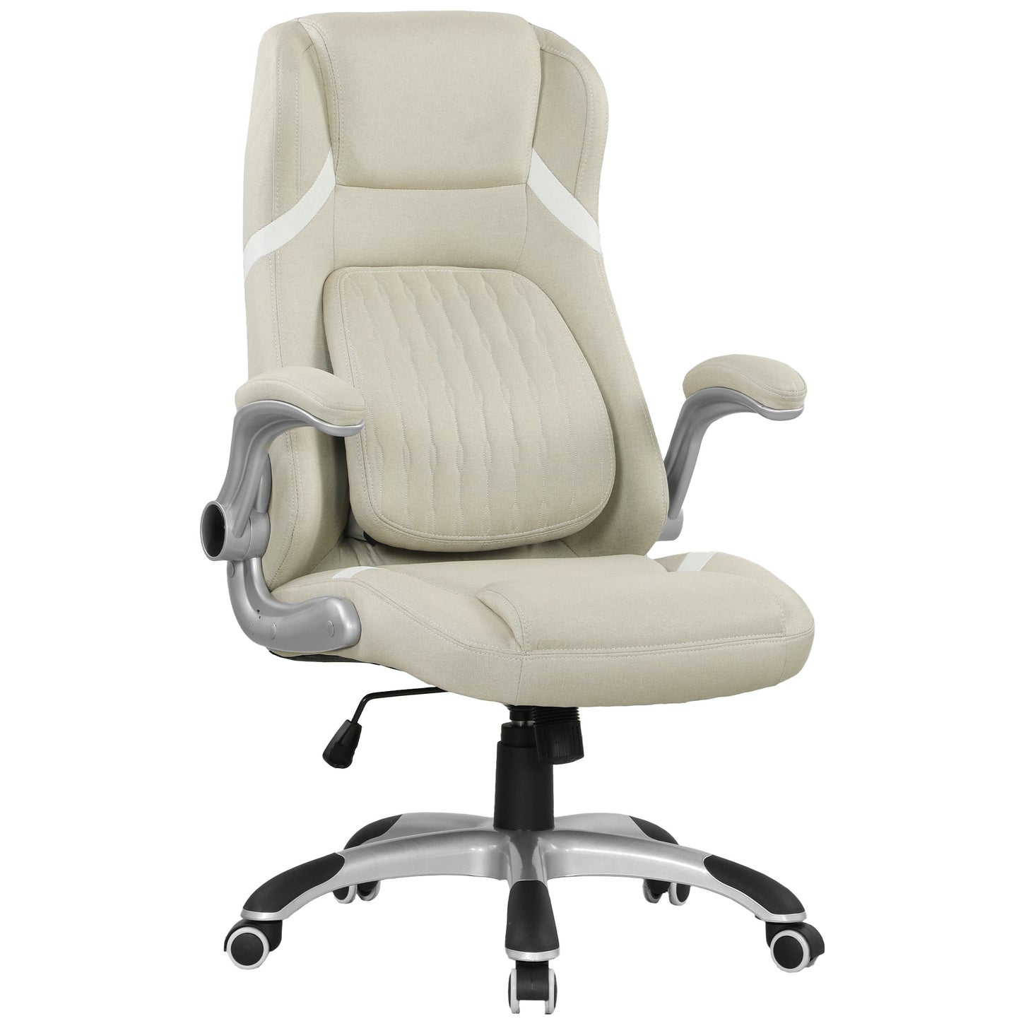 Photo of Vinsetto Linen-Look Office Chair, with Adjustable Height and Tension - Beige in Beige colour on a white background