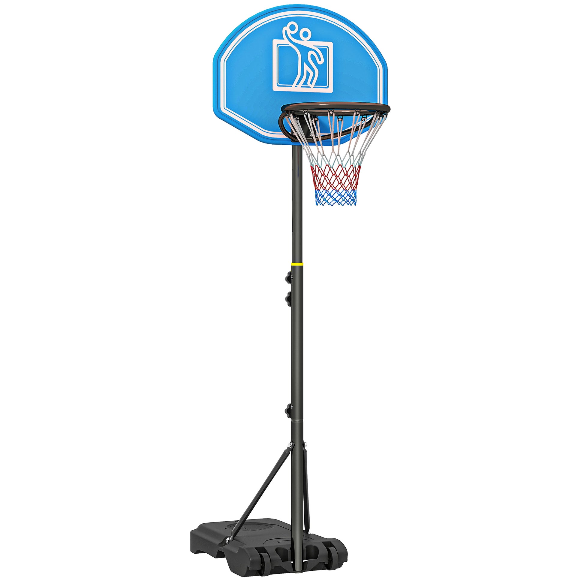 Photo of HOMCOM Adjustable Basketball Hoop and Stand, with Wheels and Weight Base, Blue in Blue colour on a white background