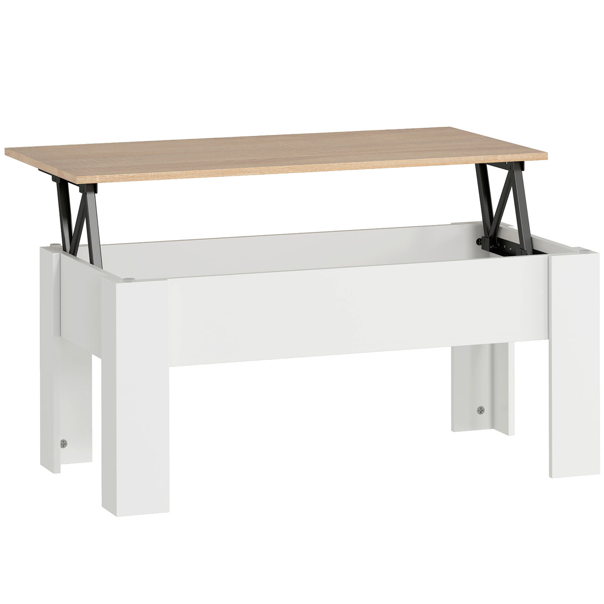Photo of HOMCOM Lift Top Coffee Table with Hidden Storage Compartment, Lift Tabletop Pop-Up Center Table for Living Room in Room colour on a white background