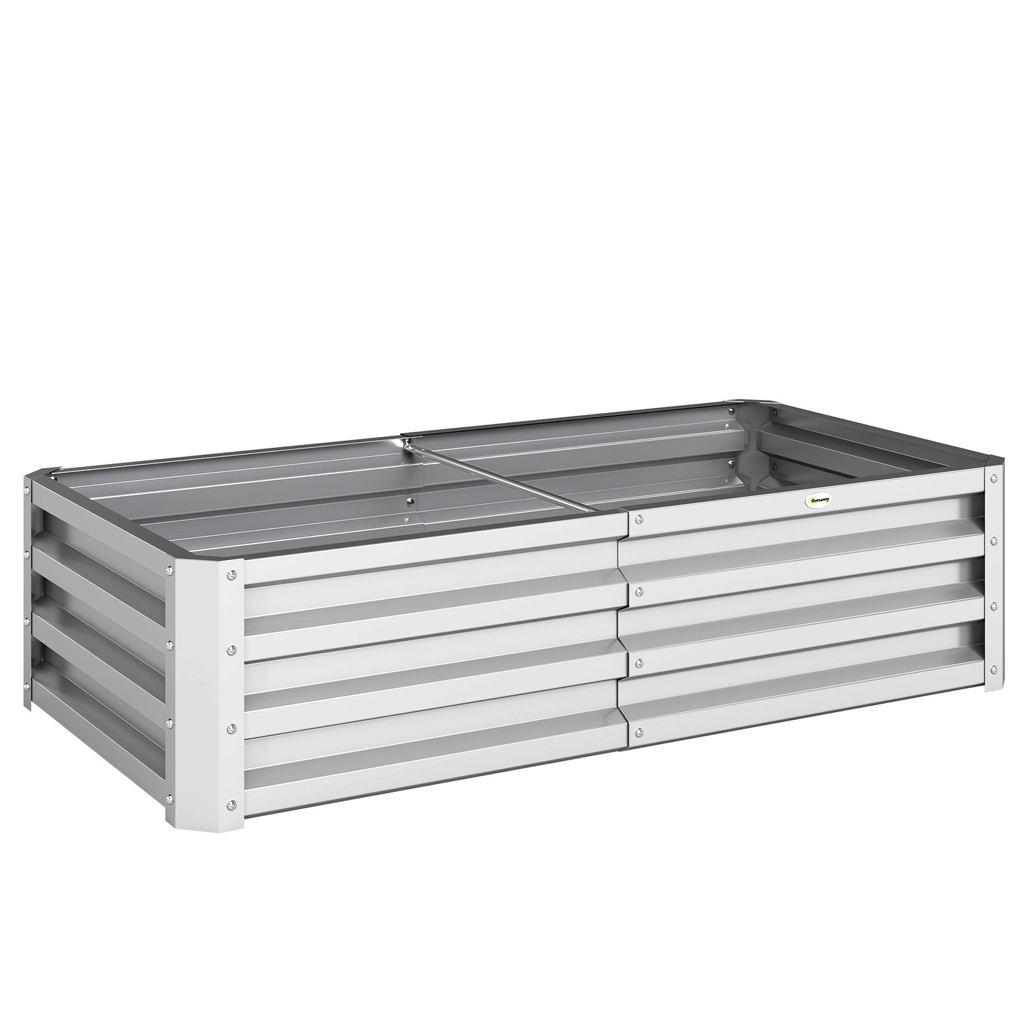 Photo of Outsunny Raised Beds for Garden, Galvanized Outdoor Planters, for Herbs and Vegetables, Use for Patio, Backyard, Balcony, Silver in Silver colour on a white background