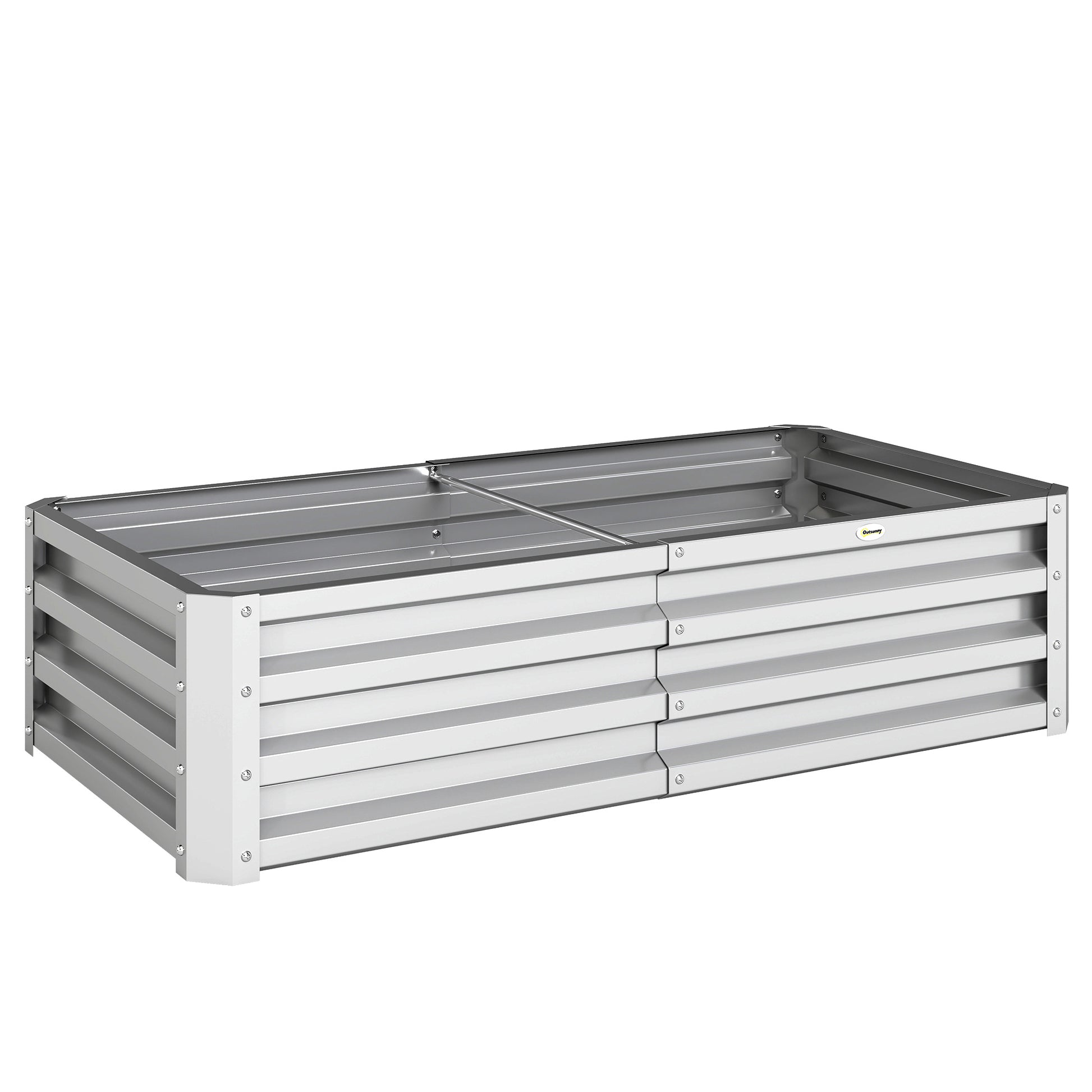 Photo of Outsunny Raised Beds for Garden, Galvanized Outdoor Planters, for Herbs and Vegetables, Use for Patio, Backyard, Balcony, Silver in Silver colour on a white background