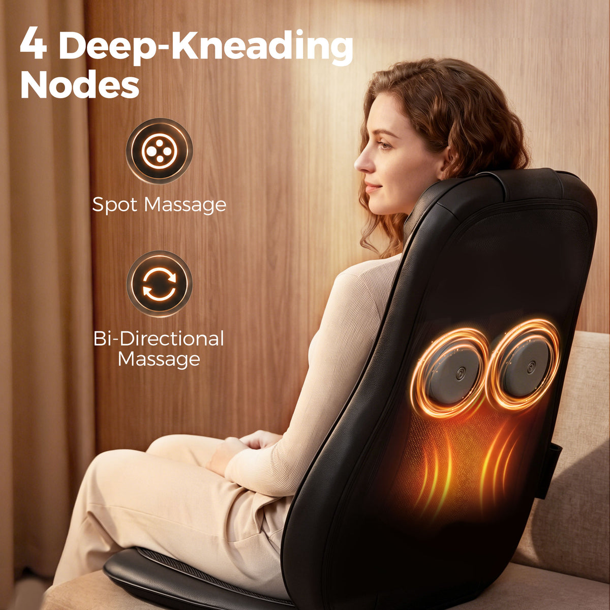 HOMCOM Back Massager with Heat, Deep Tissue Kneading Massage Chair with 3-Level Seat Vibration, Massage Chair Pad for Back Pain