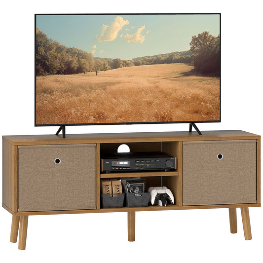 Photo of HOMCOM TV Cabinet Stand Unit for TVs up to 50'' with Foldable Drawers, Entertainment Centre for Living Room Brown in Brown colour on a white background